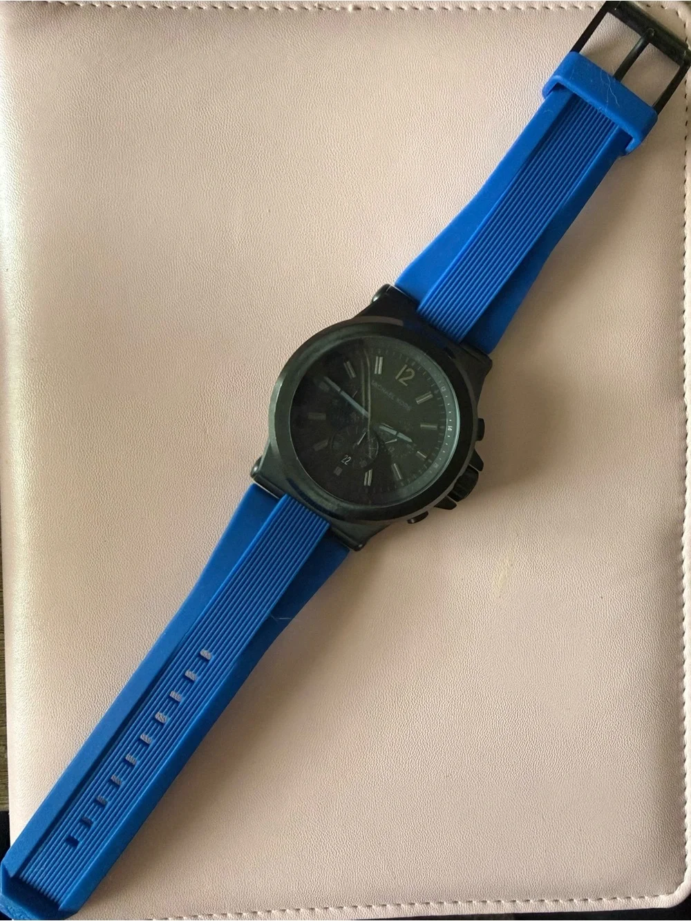 Michael Kors Black Dial Watch with Bright Blue Silicone Strap